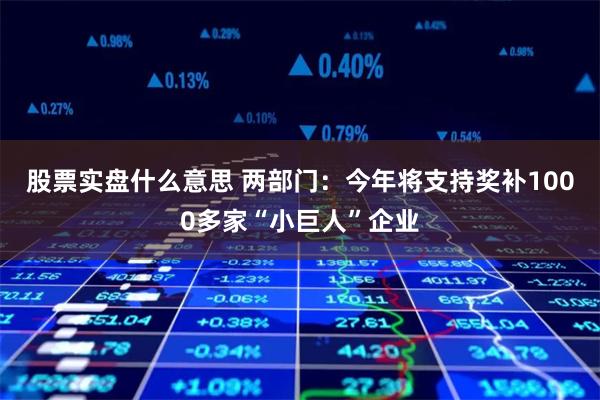 股票实盘什么意思 两部门：今年将支持奖补1000多家“小巨人”企业