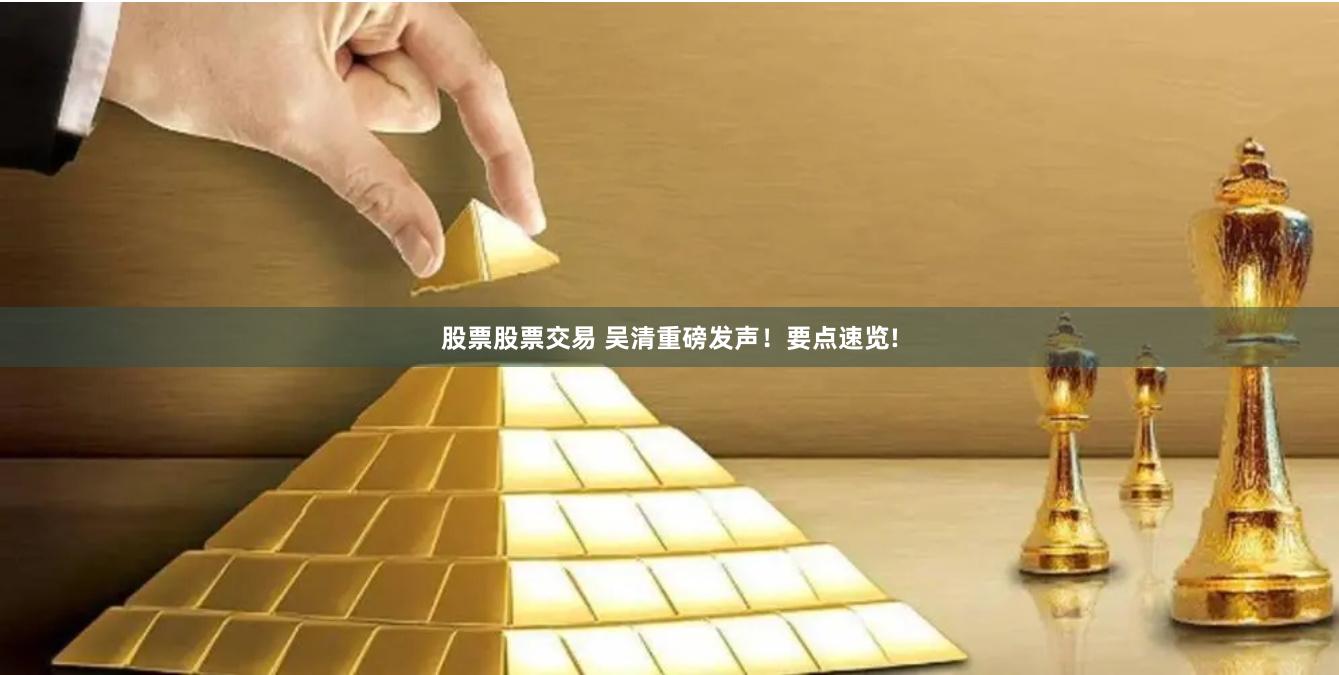 股票股票交易 吴清重磅发声！要点速览!
