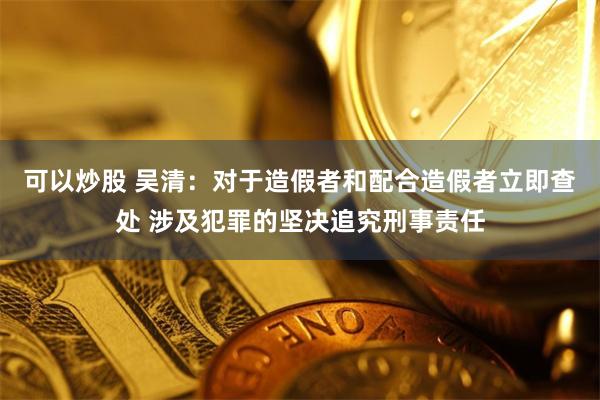 可以炒股 吴清：对于造假者和配合造假者立即查处 涉及犯罪的坚决追究刑事责任
